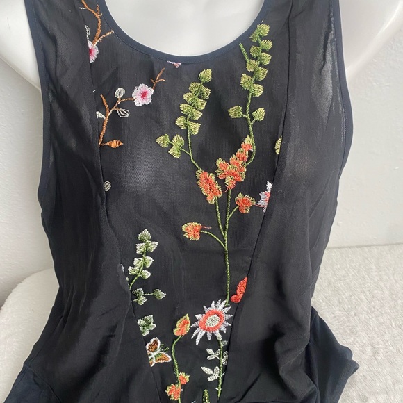 Black Floral Embroidered  One-Piece - Picture 3 of 10